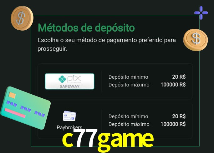 O cassino c77game oferece uma grande variedade de métodos de pagamento